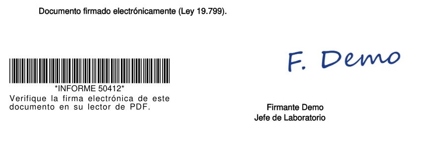 Close-up of the signature stamp: barcode, handwritten signature, signer name and title